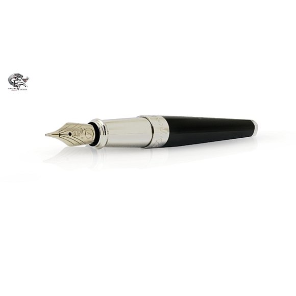 ST Dupont 410608 Elysee Line D Blazon Placed Lacquer Black S Nib M Fountain Pen - Picture 4 of 9